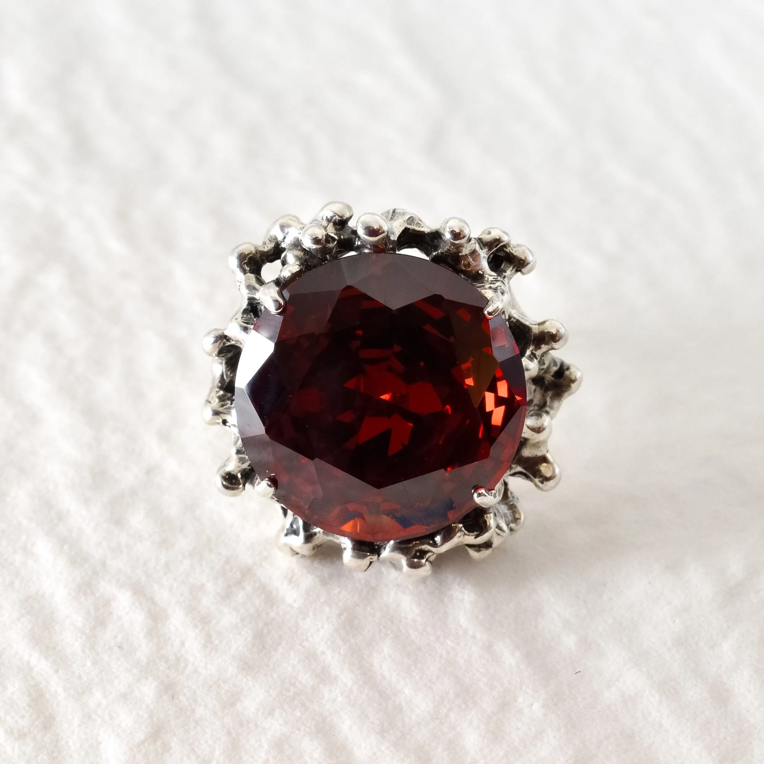 Large Ruby Ring - Red Statement Ring - Ruby Cocktail Ring