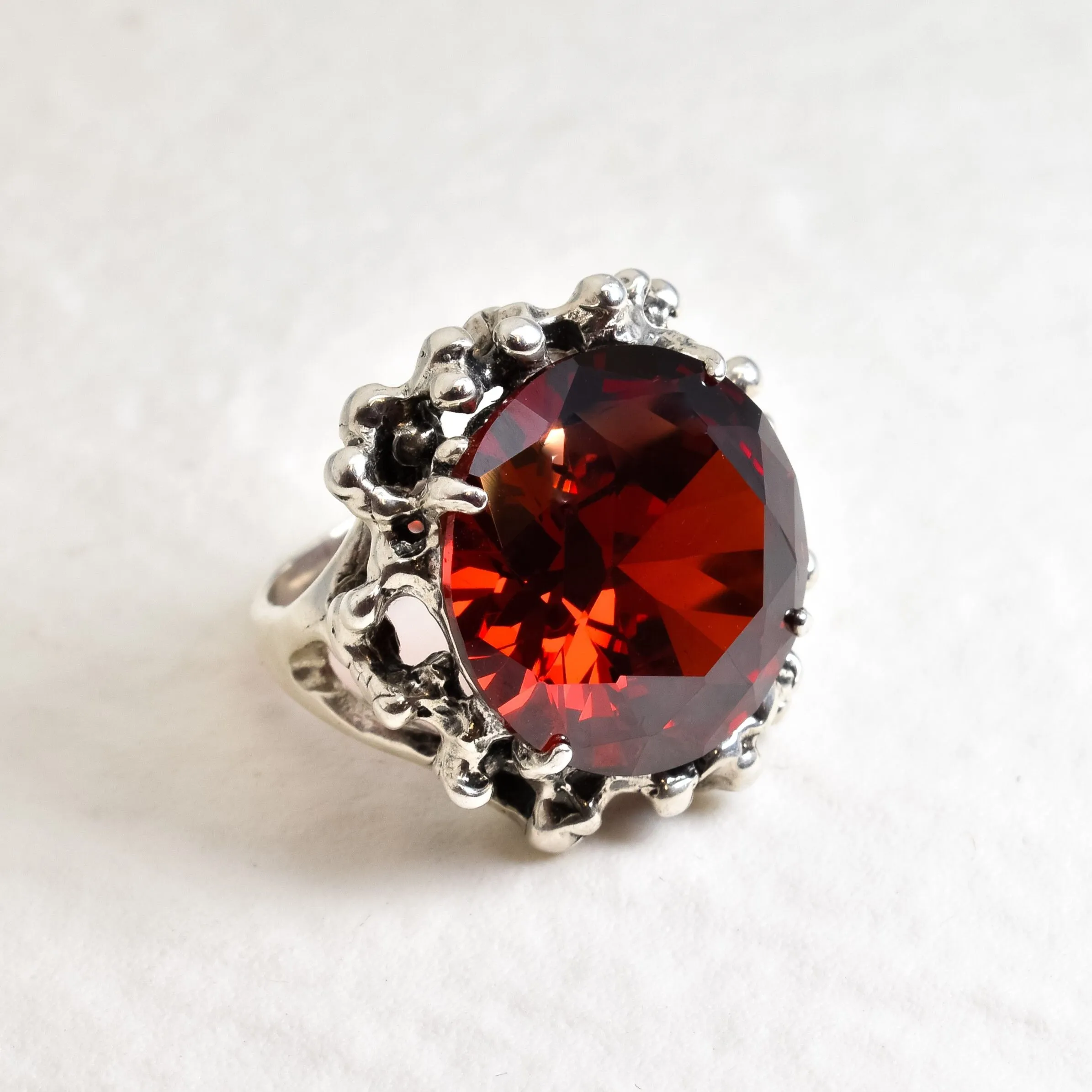 Large Ruby Ring - Red Statement Ring - Ruby Cocktail Ring
