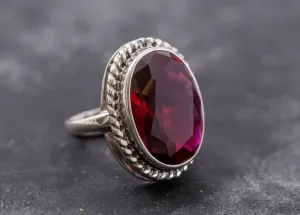 Large Ruby Ring - Red Statement Ring - Vintage Oval Ring