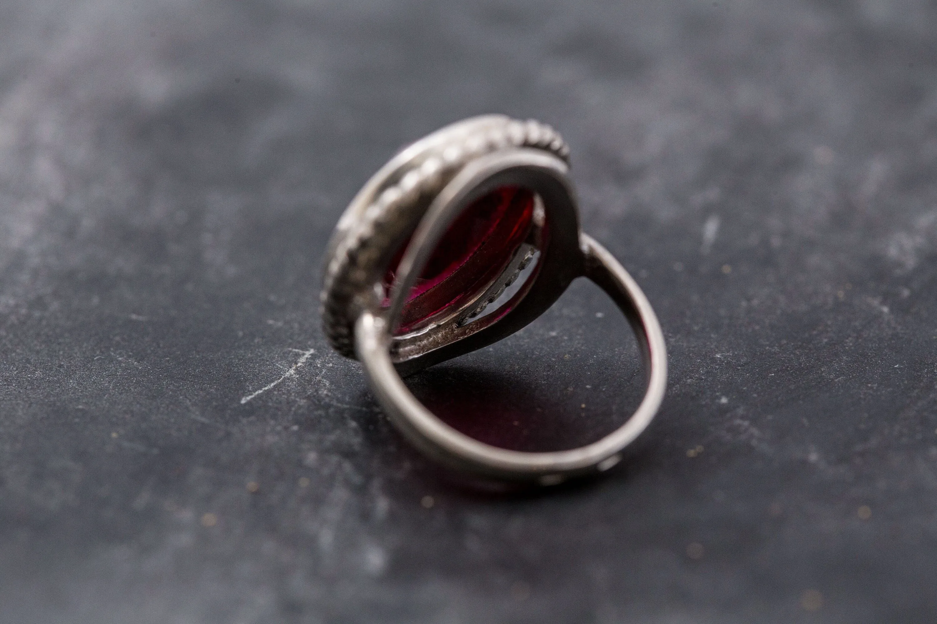 Large Ruby Ring - Red Statement Ring - Vintage Oval Ring