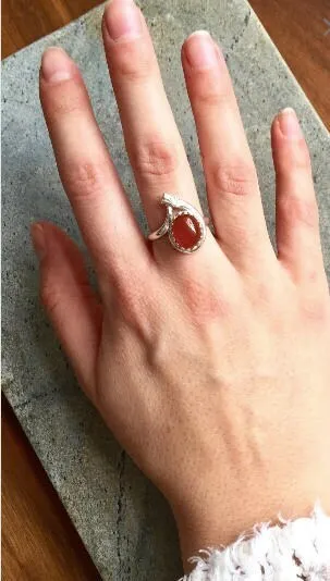 Larimar Ring - Blue Teardrop Ring - Vintage Oval Ring