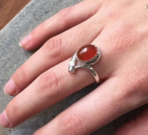 Larimar Ring - Blue Teardrop Ring - Vintage Oval Ring