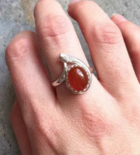 Larimar Ring - Blue Teardrop Ring - Vintage Oval Ring