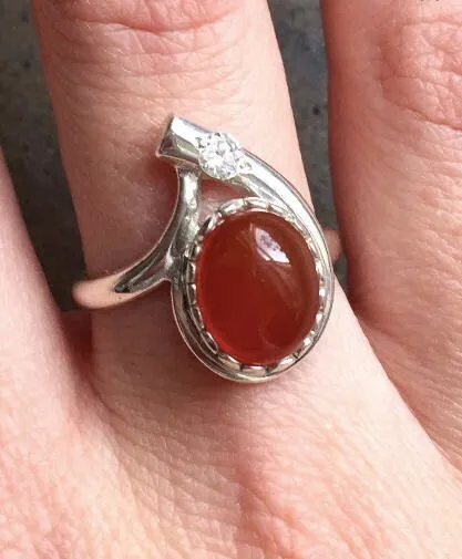Larimar Ring - Blue Teardrop Ring - Vintage Oval Ring