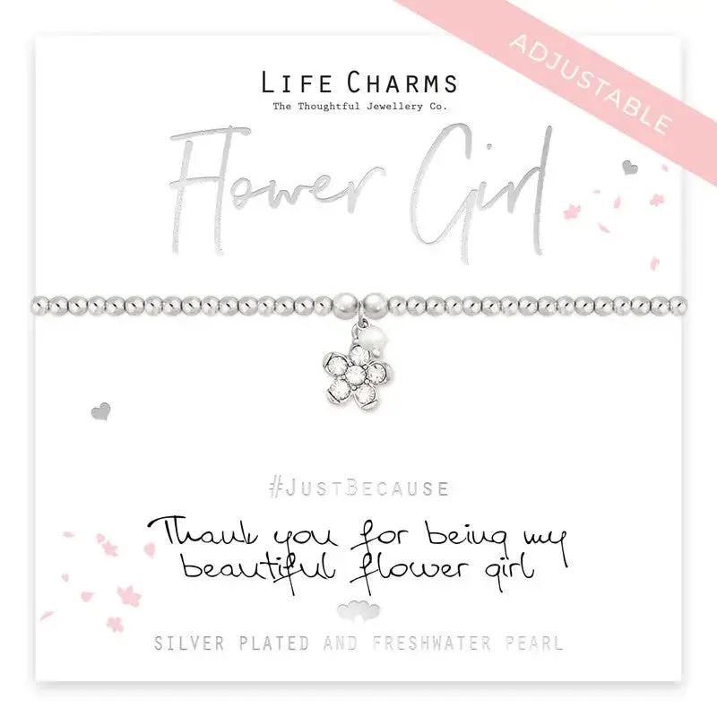 Life Charm Thank You Flower Girl Bracelet