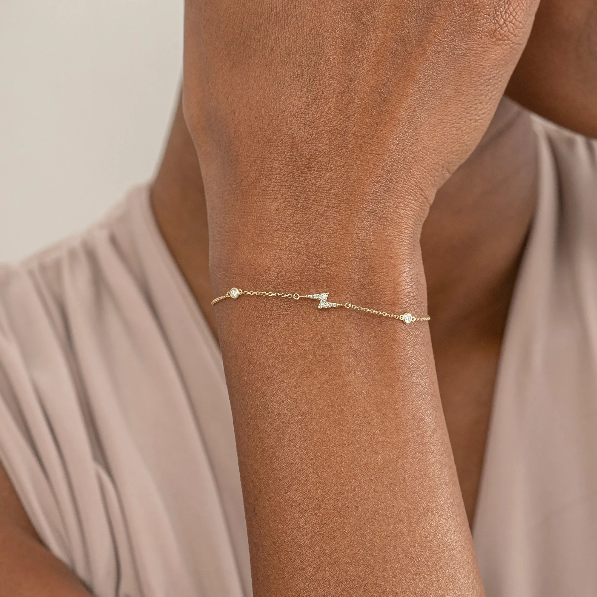 Lightning Bolt Bracelet with Bezel Diamonds, Electra