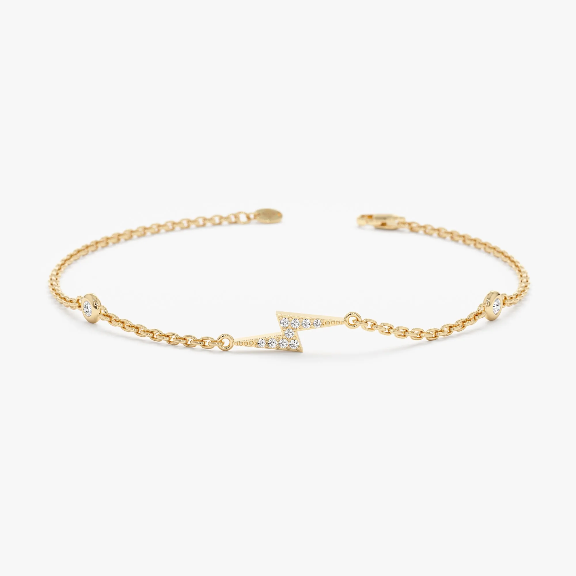 Lightning Bolt Bracelet with Bezel Diamonds, Electra