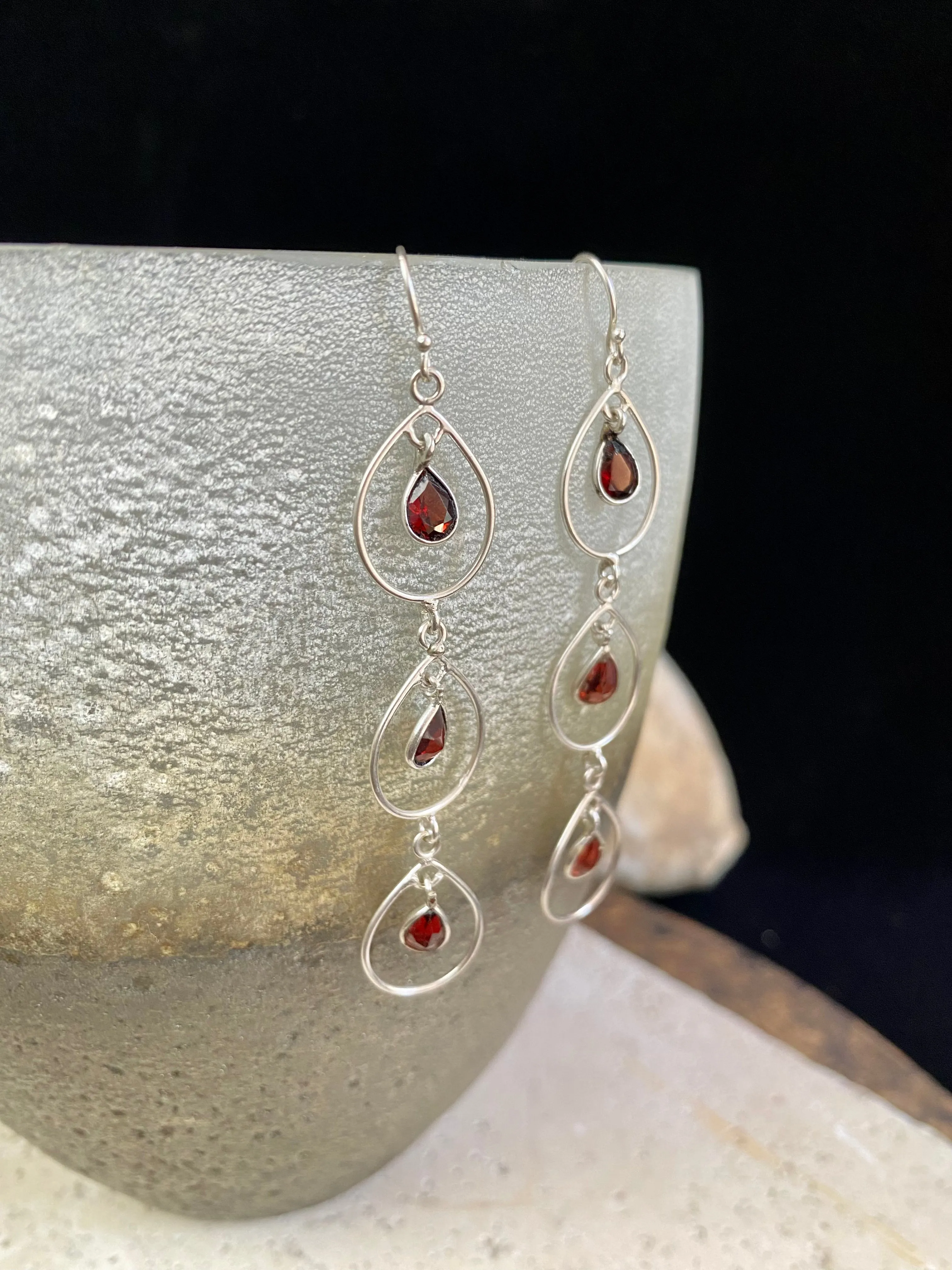 Long Garnet Earrings