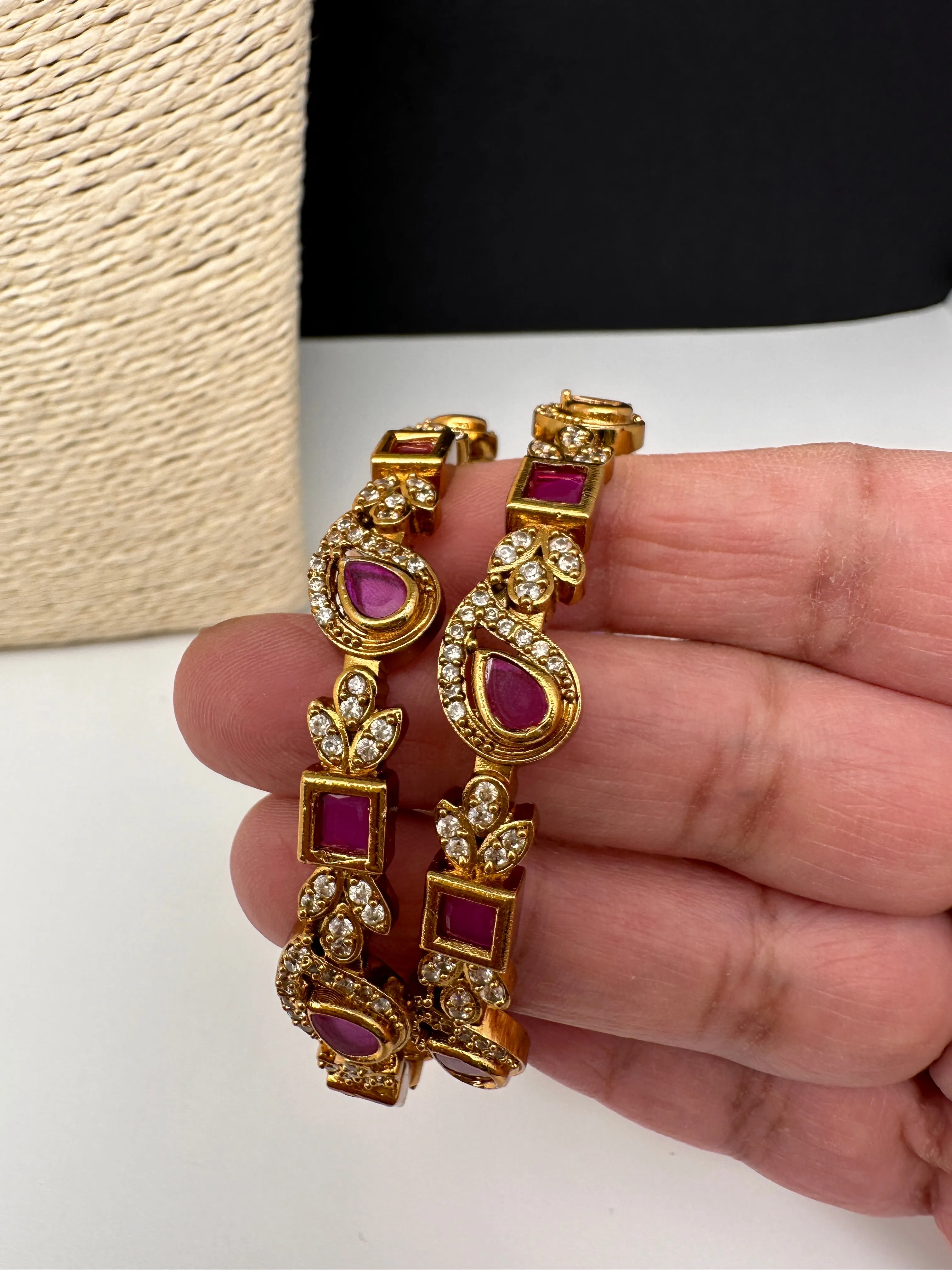 Matte CZ Red Mango Bangles