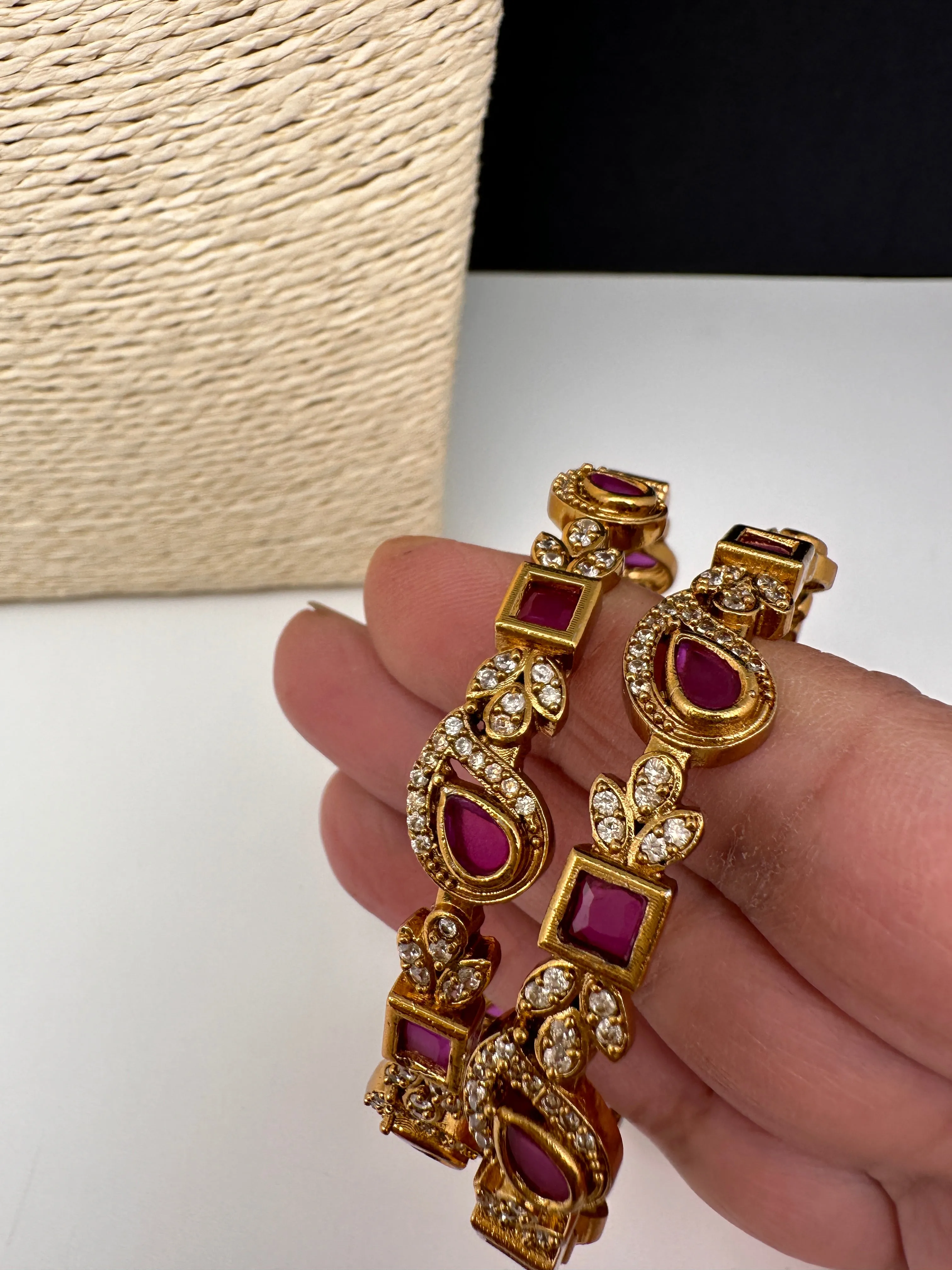 Matte CZ Red Mango Bangles