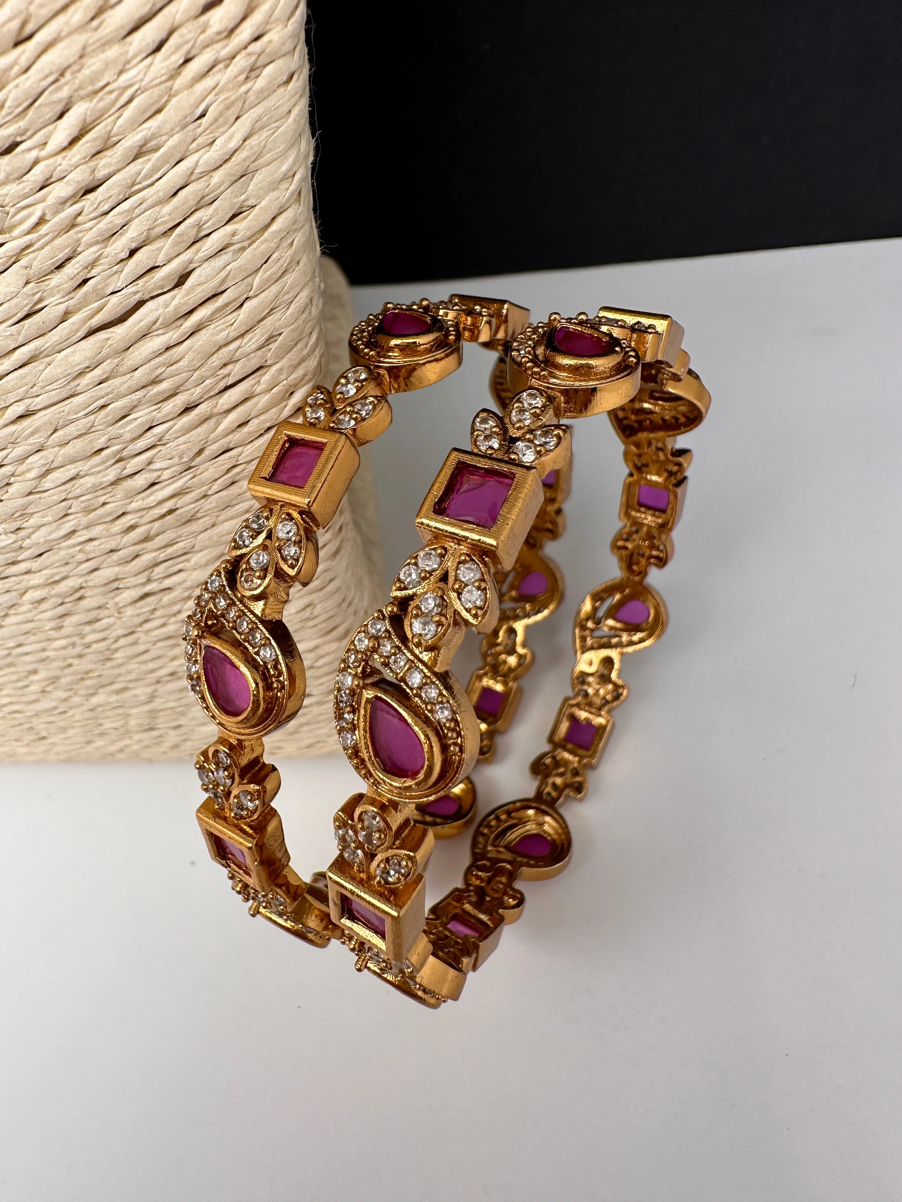Matte CZ Red Mango Bangles