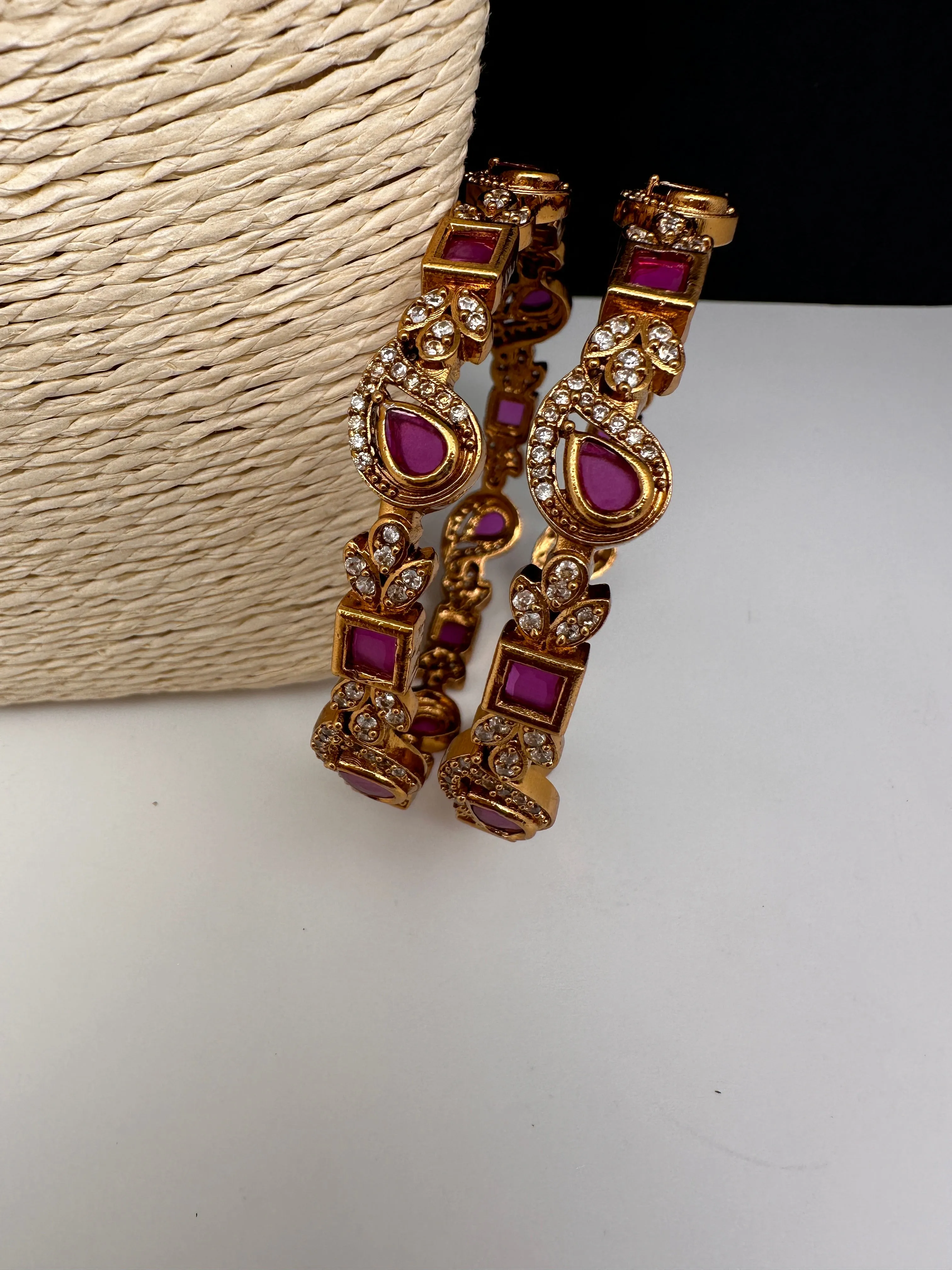 Matte CZ Red Mango Bangles