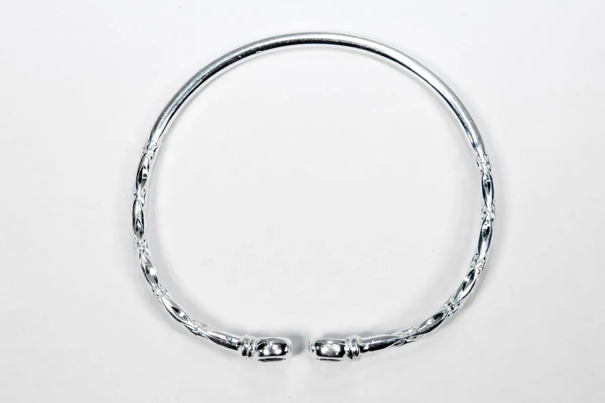 Medium Bangle with Synthetic Ruby July Birthstone