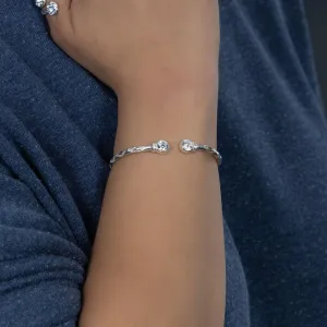 Medium Bangle with White CZ April Birthstone