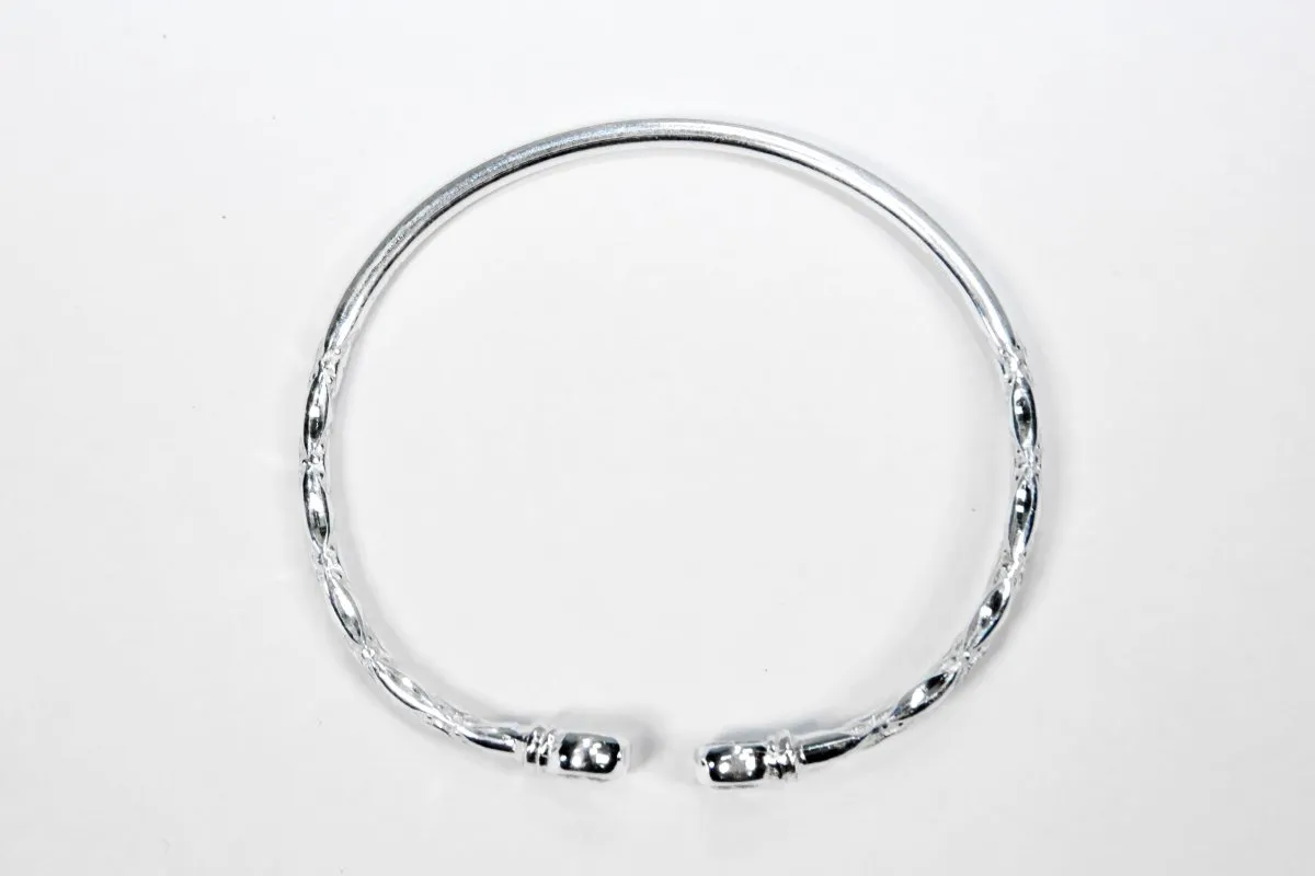 Medium Bangle with White CZ April Birthstone