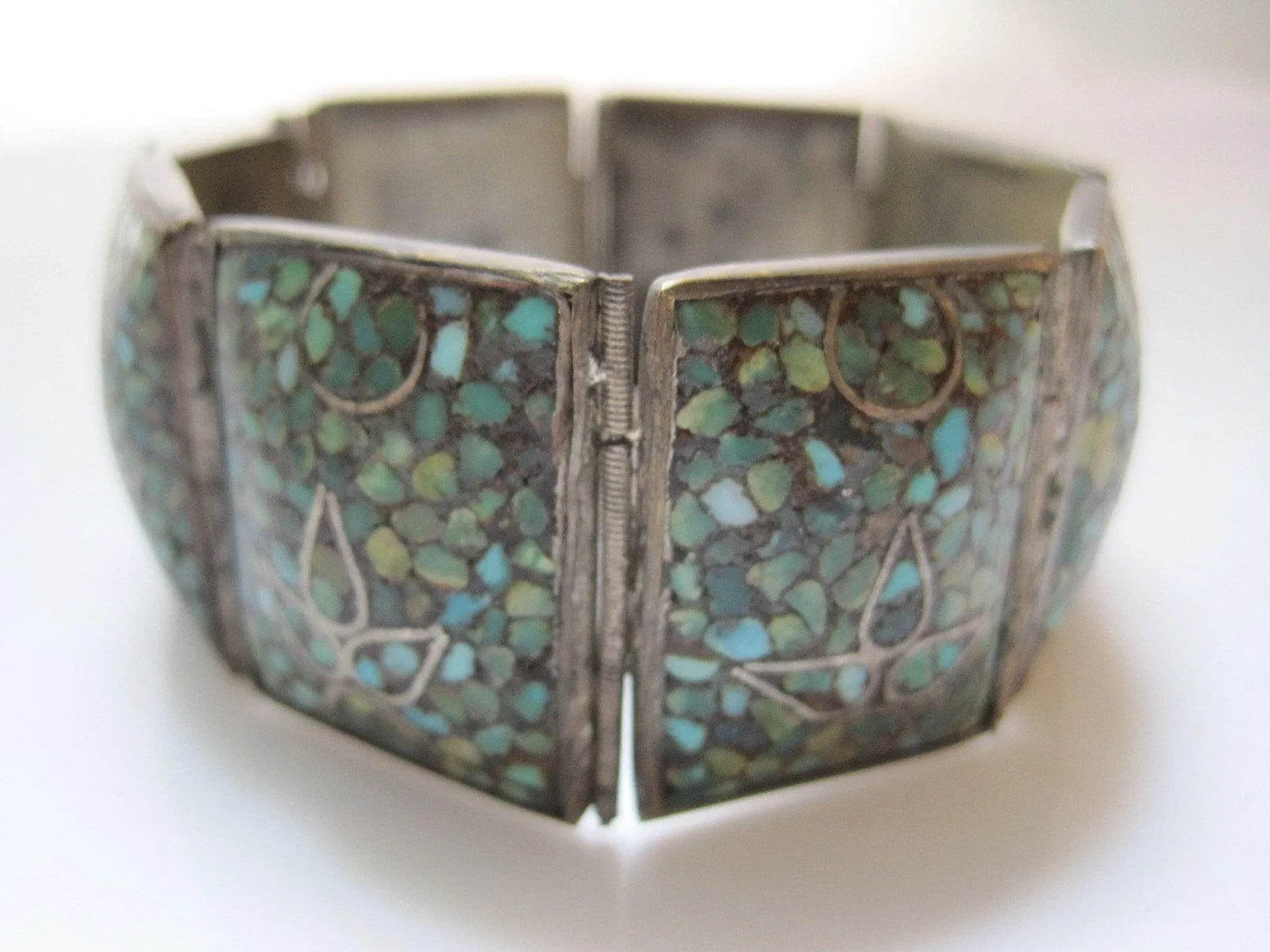 Middle East Crushed Inlay Turquoise Panel Bracelet