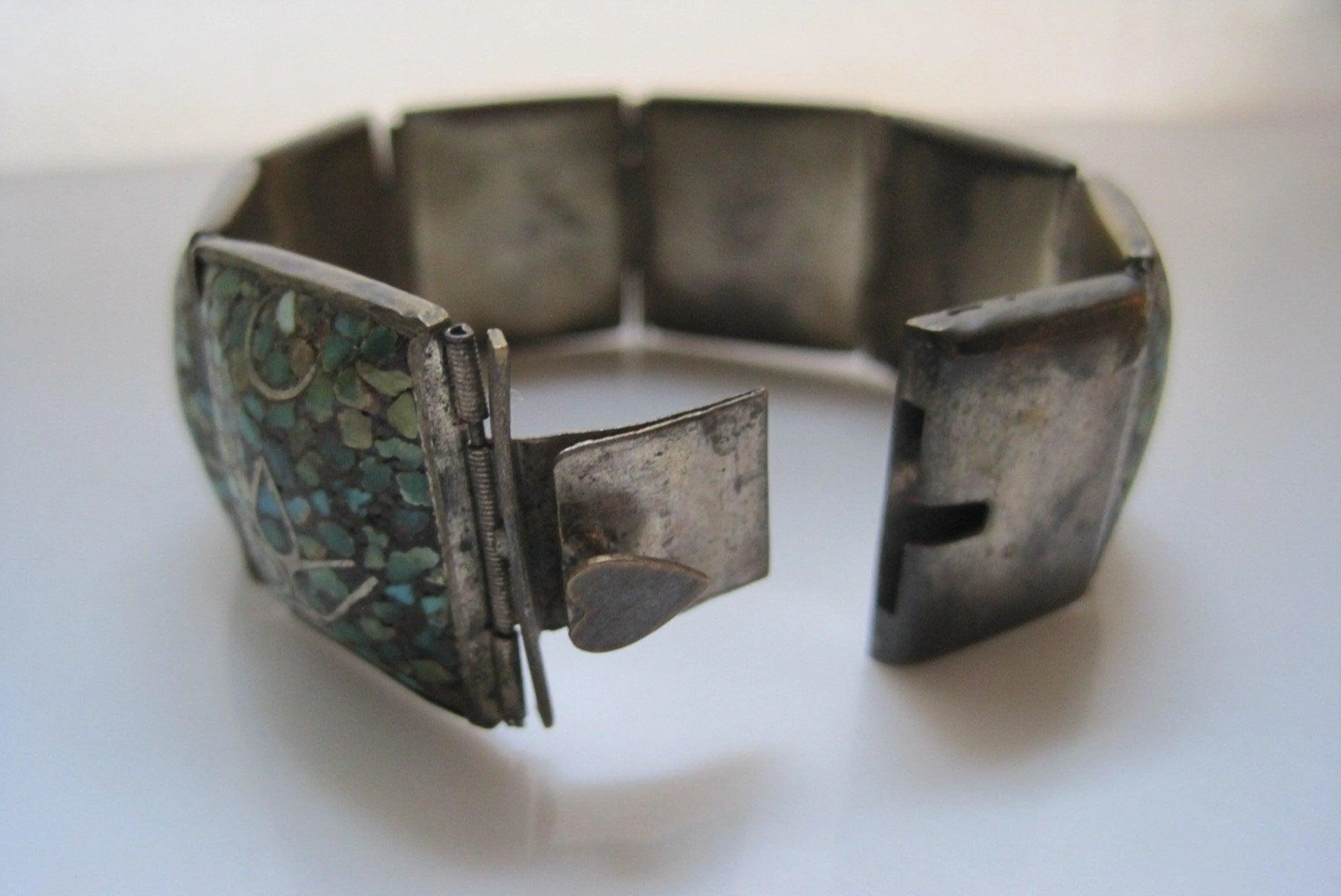 Middle East Crushed Inlay Turquoise Panel Bracelet