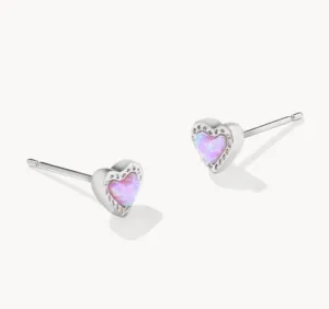 Mini Ari Heart Silver Stud Earrings in Bubblegum Pink