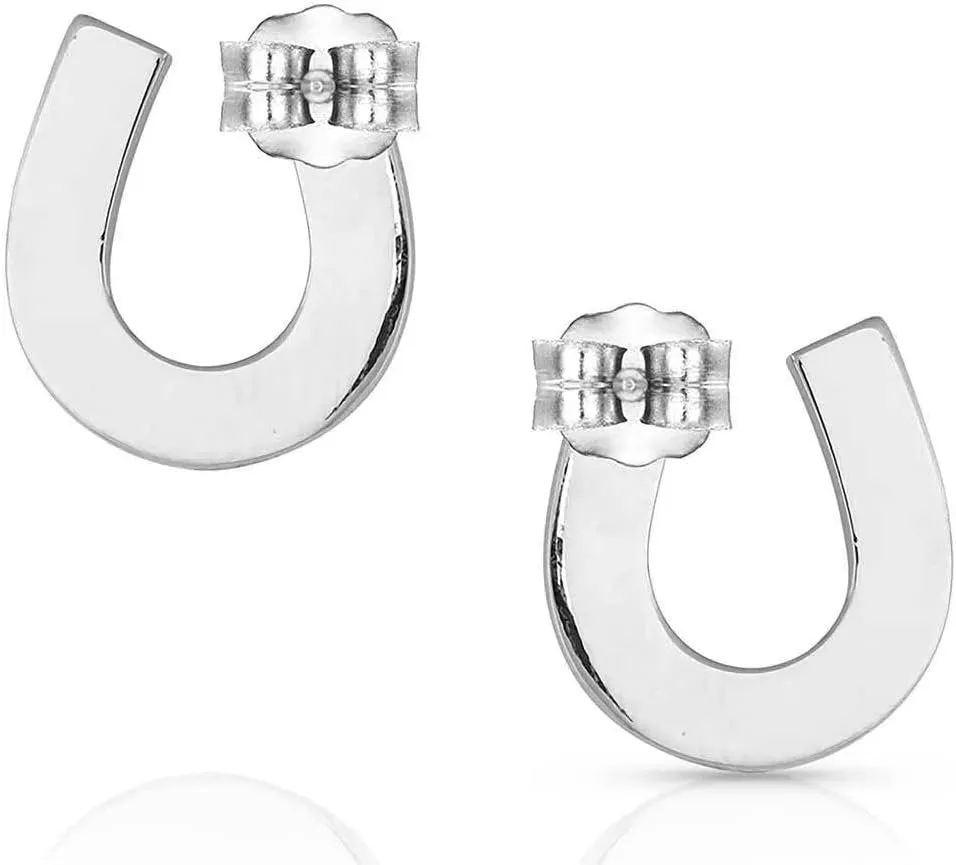 Montana Silversmiths Western Lifestyle Horseshoe Earrings (Water's Luck Horseshoe Opal)