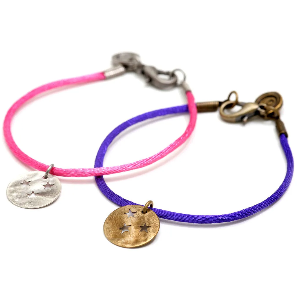 Moon and Stars Satin Cord Bracelet