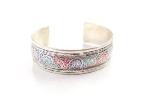 Motif Carving Silver Plated White Metal Bracelet