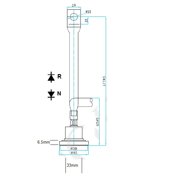 MSD300N16MB, Rectifier Diode 300 Amp, 1600V, ⌀41 x 6.5 x ⌀33mm Flat Base, Cathode Base