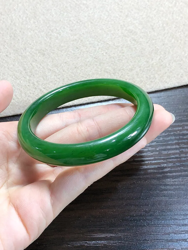 Natural Jade Bangle Nephrite Bangle Internal Diameter 58.1mm NBE013