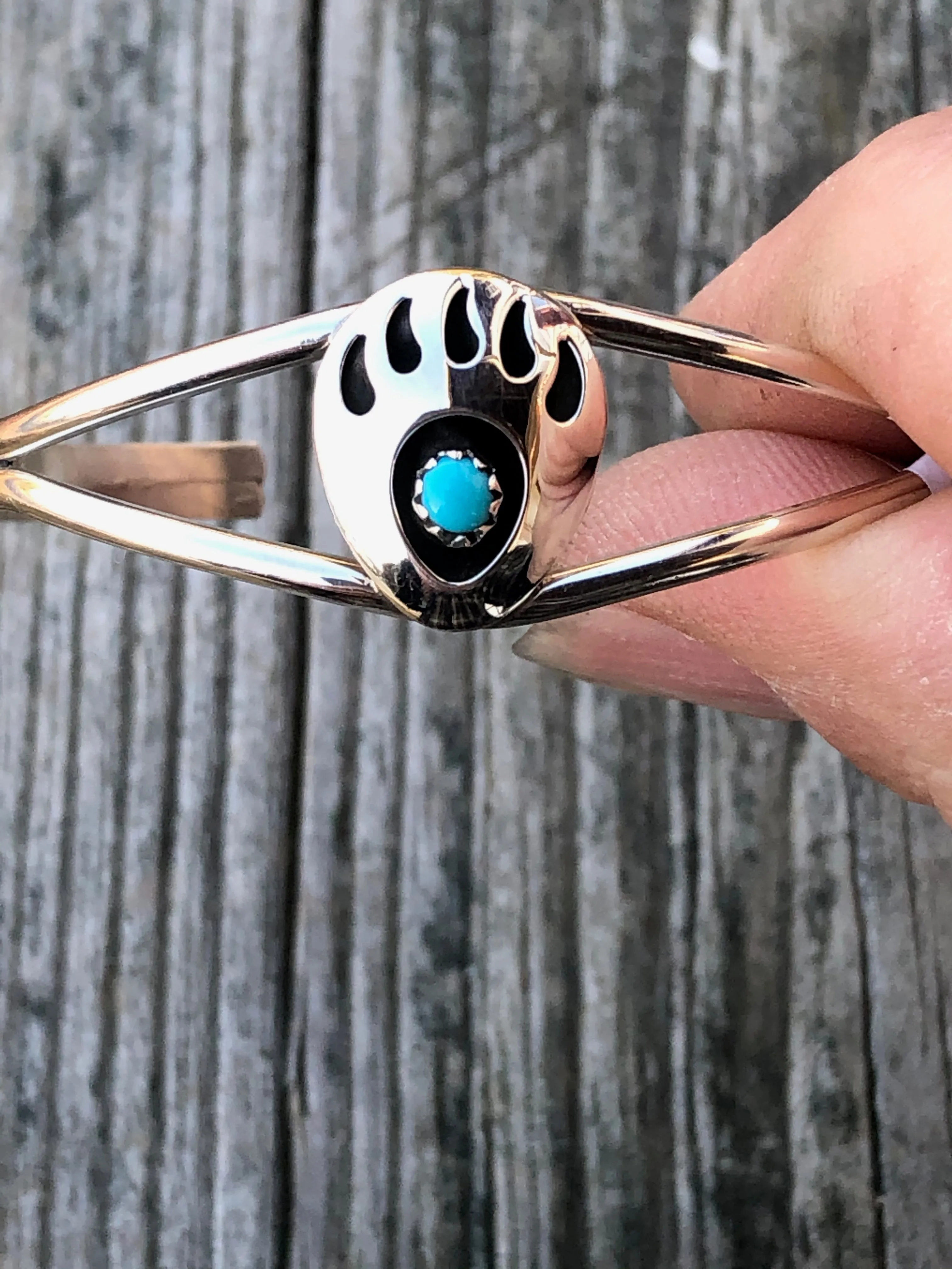 Navajo Bear claw Shadow box with Turquoise