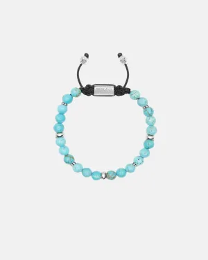 Nialaya Men's Beaded Bracelet with Turquoise and Silver