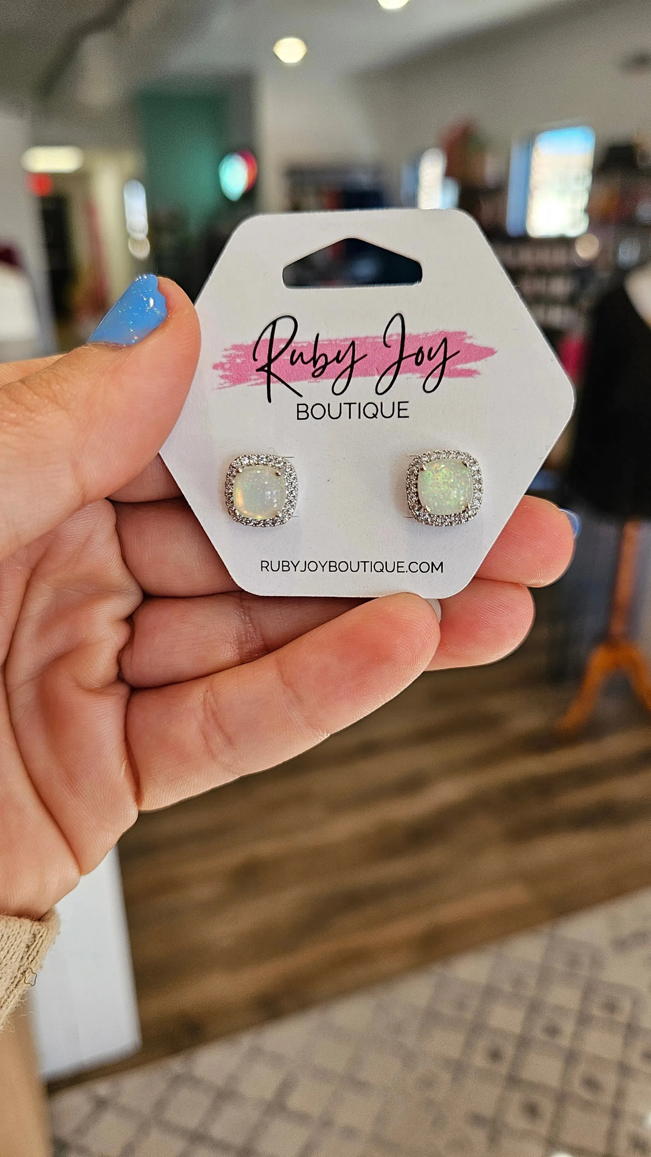 Opal and Pave Stud Earrings