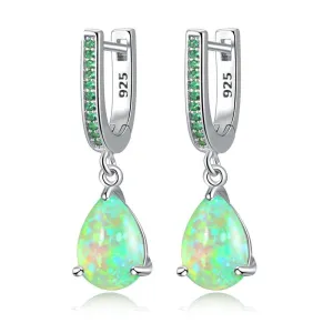 Opal Dangle Silver Plated Mystery Stone Earrings