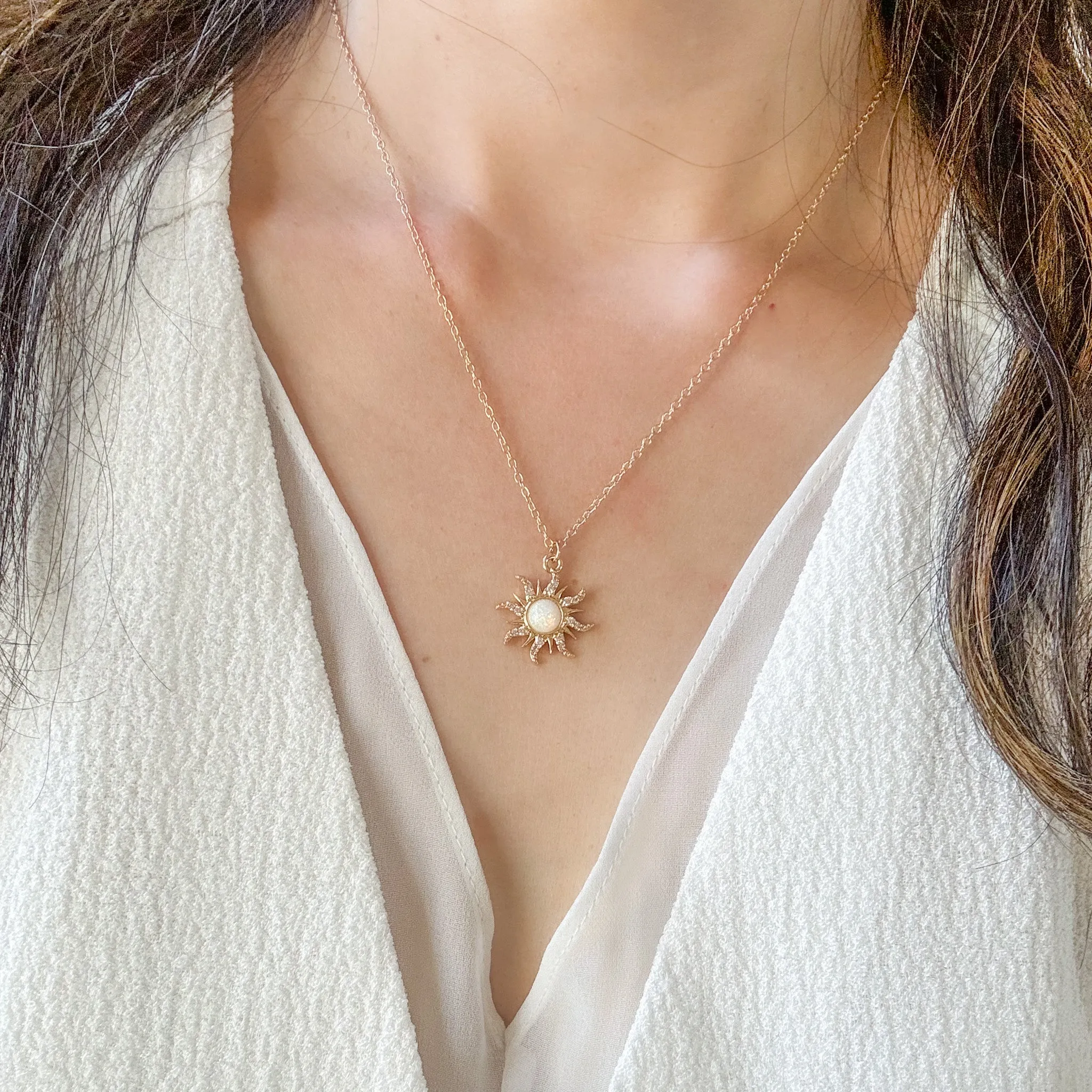 Opal Sun Necklace
