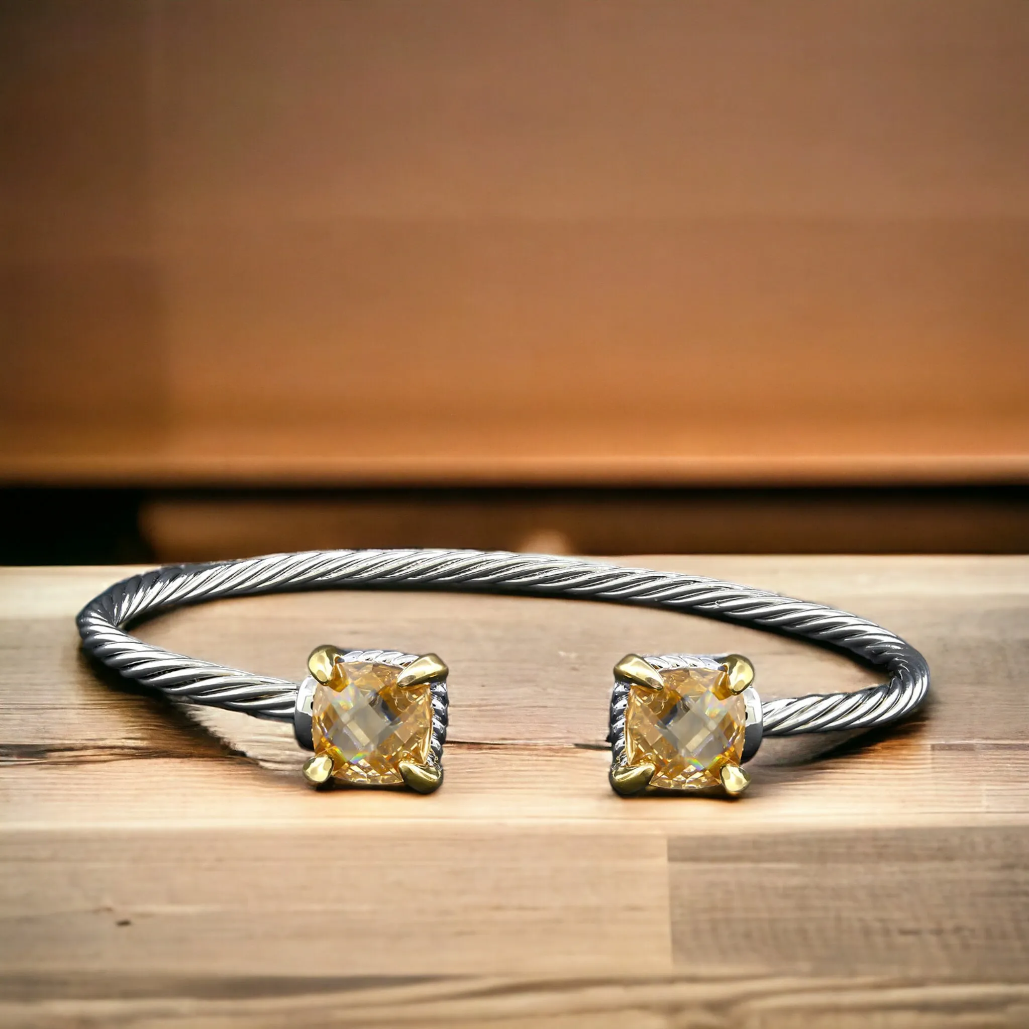 Open Double Metal Bangle Bracelet