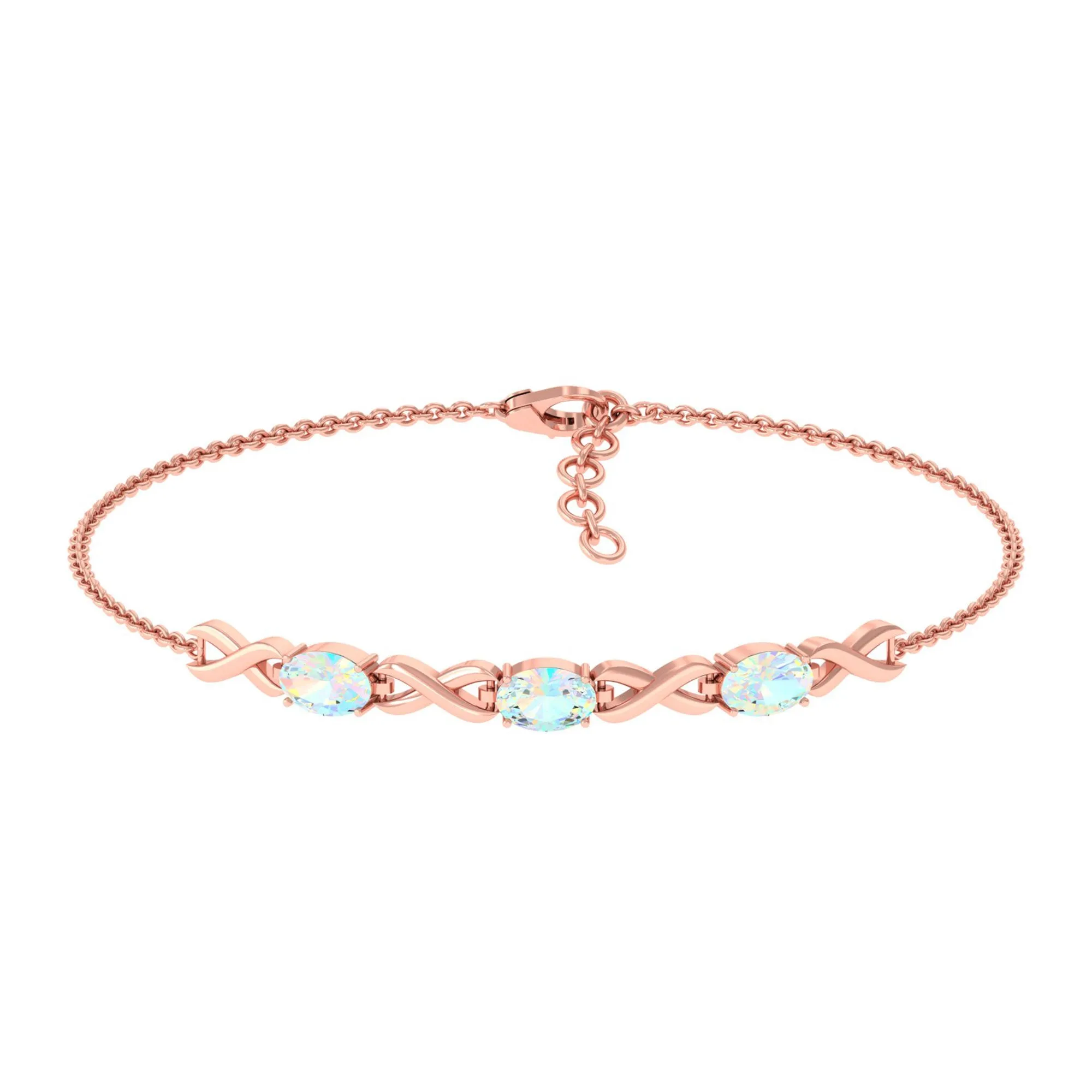 Oval Cut Ethiopian Opal Infinity Link Bolo Bracelet