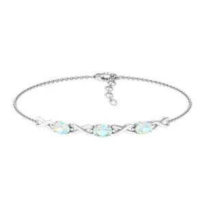 Oval Cut Ethiopian Opal Infinity Link Bolo Bracelet