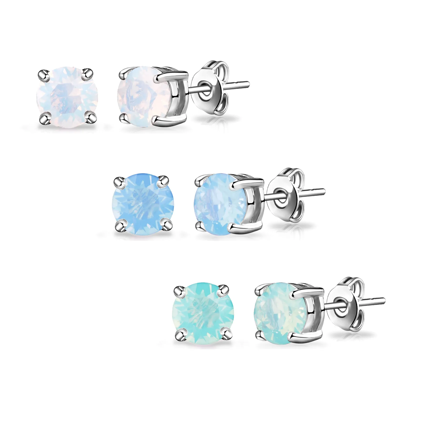 Pack of Three Opal Earrings Created with Zircondia® Crystals