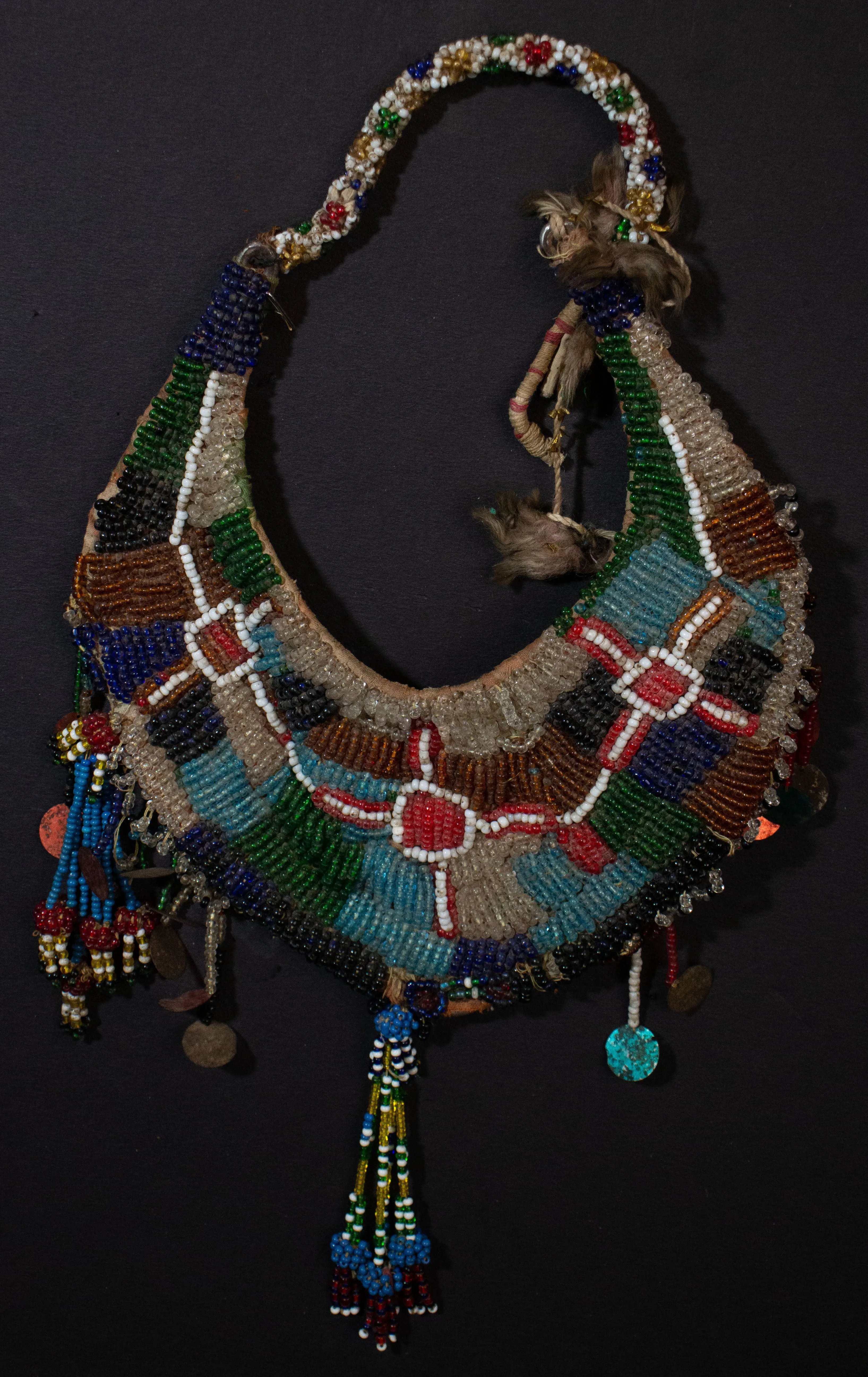Padded Beaded  Antique Gorget Necklace from Afghanistan