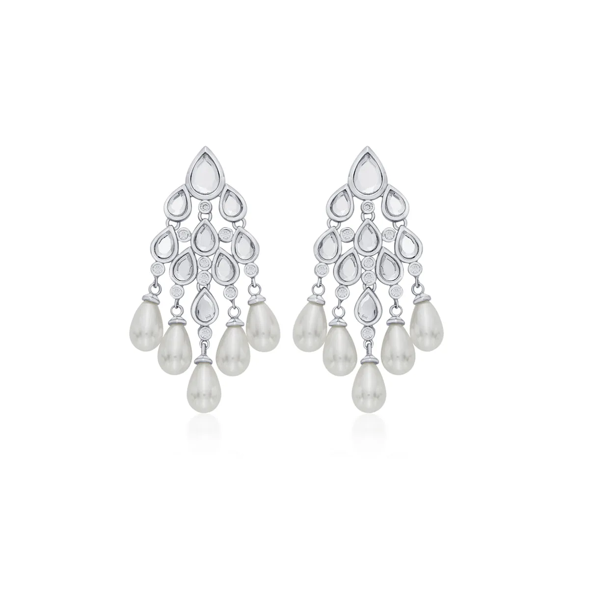 Paradise Dew Pearl Chandelier Earrings In Silver