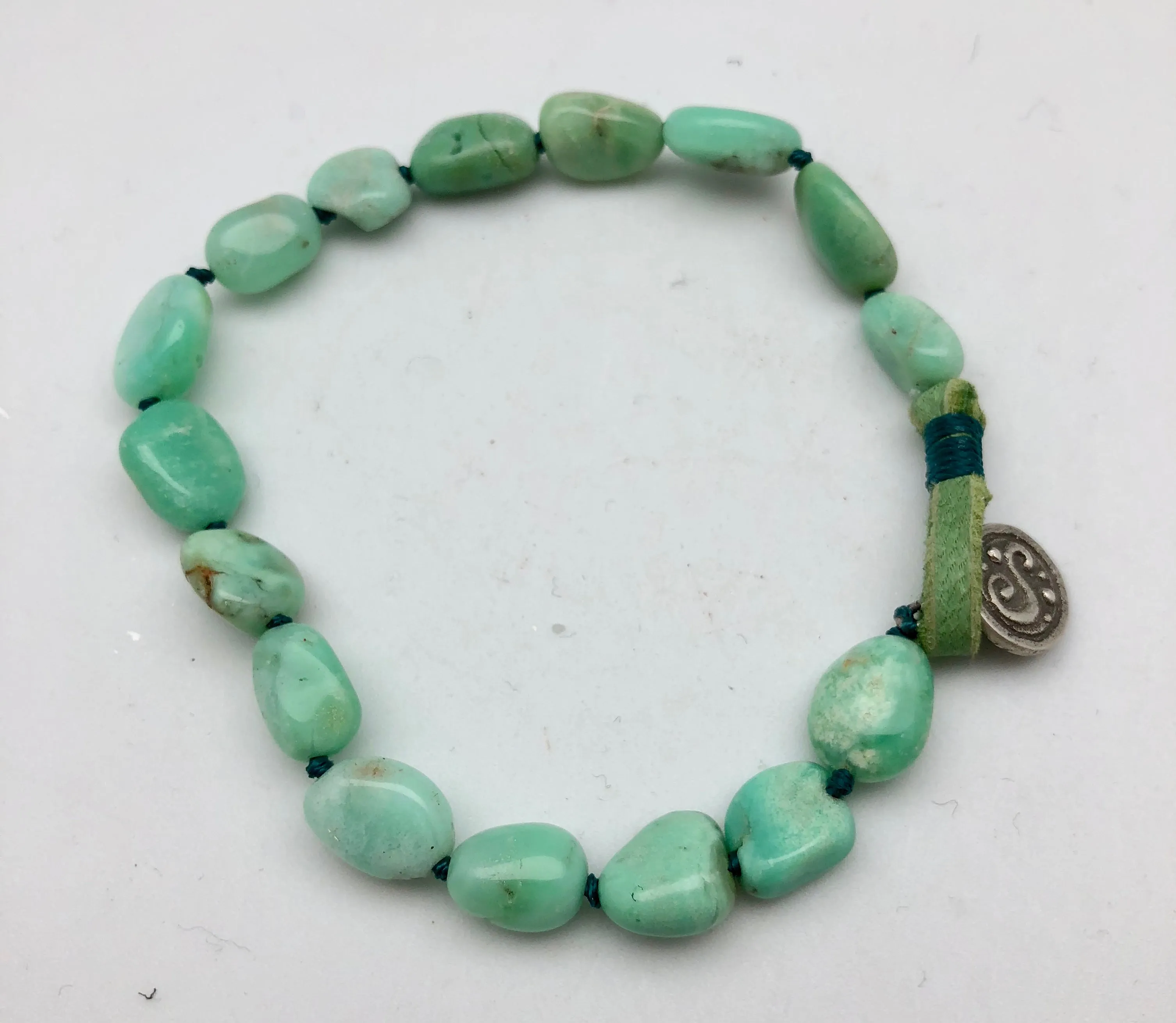 Peyote Bird Heal Your Heart Green Turquoise Bead Bracelet