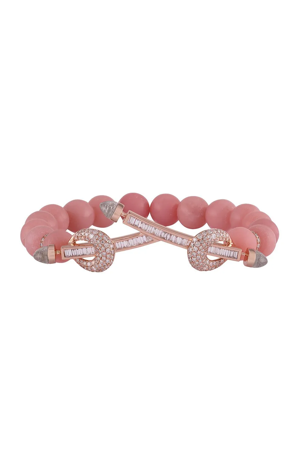Pink Opal Diamond Twin Bar Chakra Bracelet