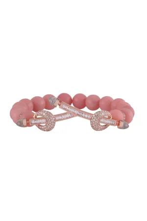 Pink Opal Diamond Twin Bar Chakra Bracelet