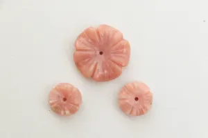 PINK OPAL gemstone Rose flower carved, 3 Pc set, Pink Opal Carving,  Gemstone carving, Pink opal gemstone for jewelry making