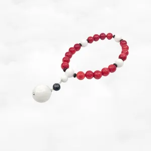 Plum Blossom Beaded Red Coral Bracelet