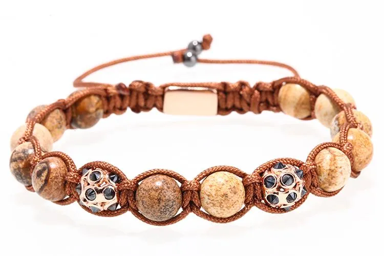 Polished Boulder Opal &amp Cat's Eye Apatite Braided Bracelet