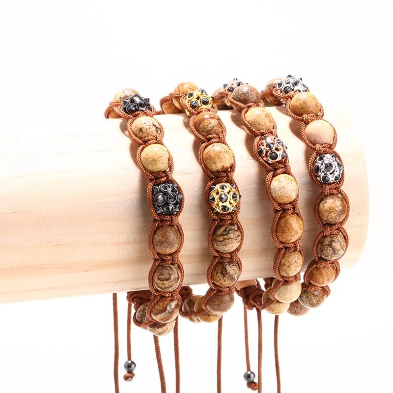 Polished Boulder Opal &amp Cat's Eye Apatite Braided Bracelet