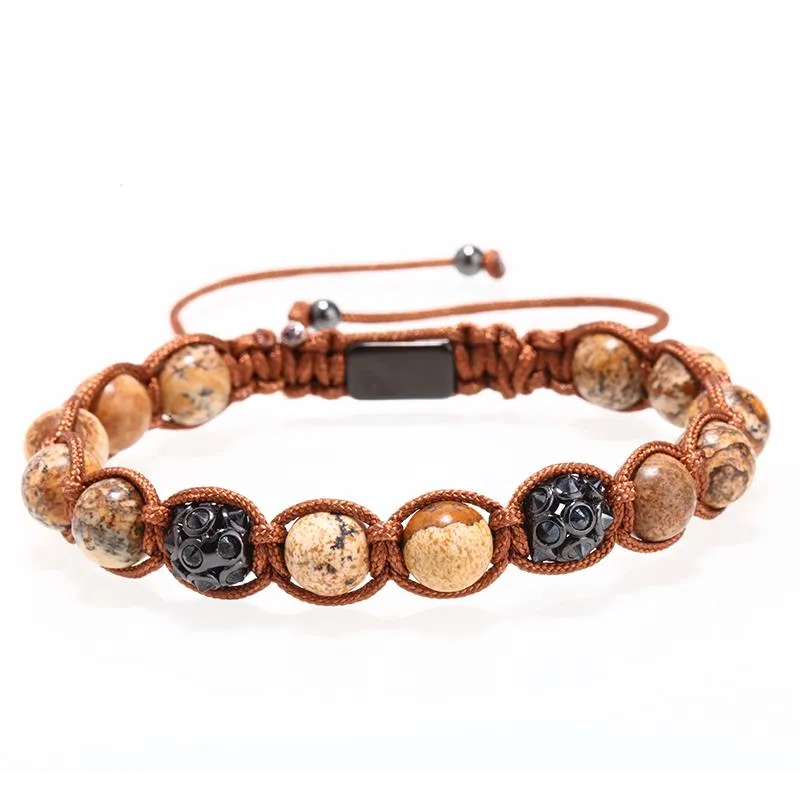 Polished Boulder Opal &amp Cat's Eye Apatite Braided Bracelet