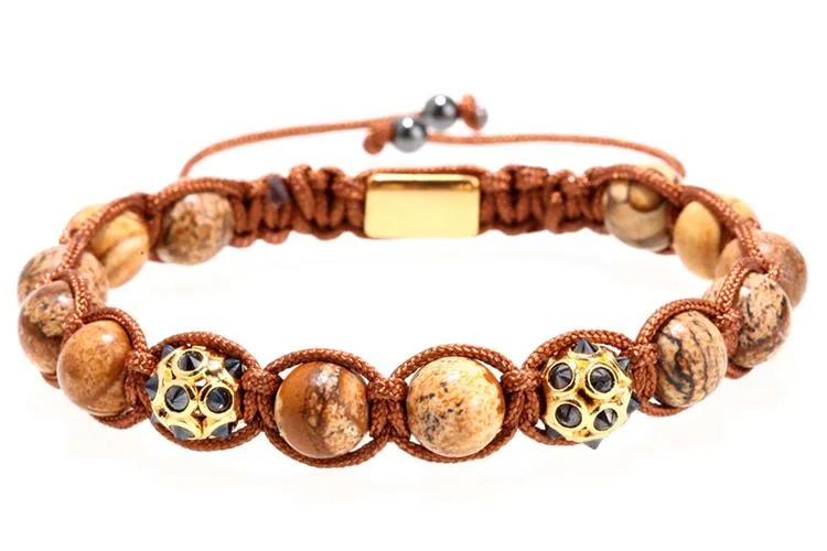 Polished Boulder Opal &amp Cat's Eye Apatite Braided Bracelet