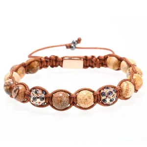 Polished Boulder Opal &amp Cat's Eye Apatite Braided Bracelet