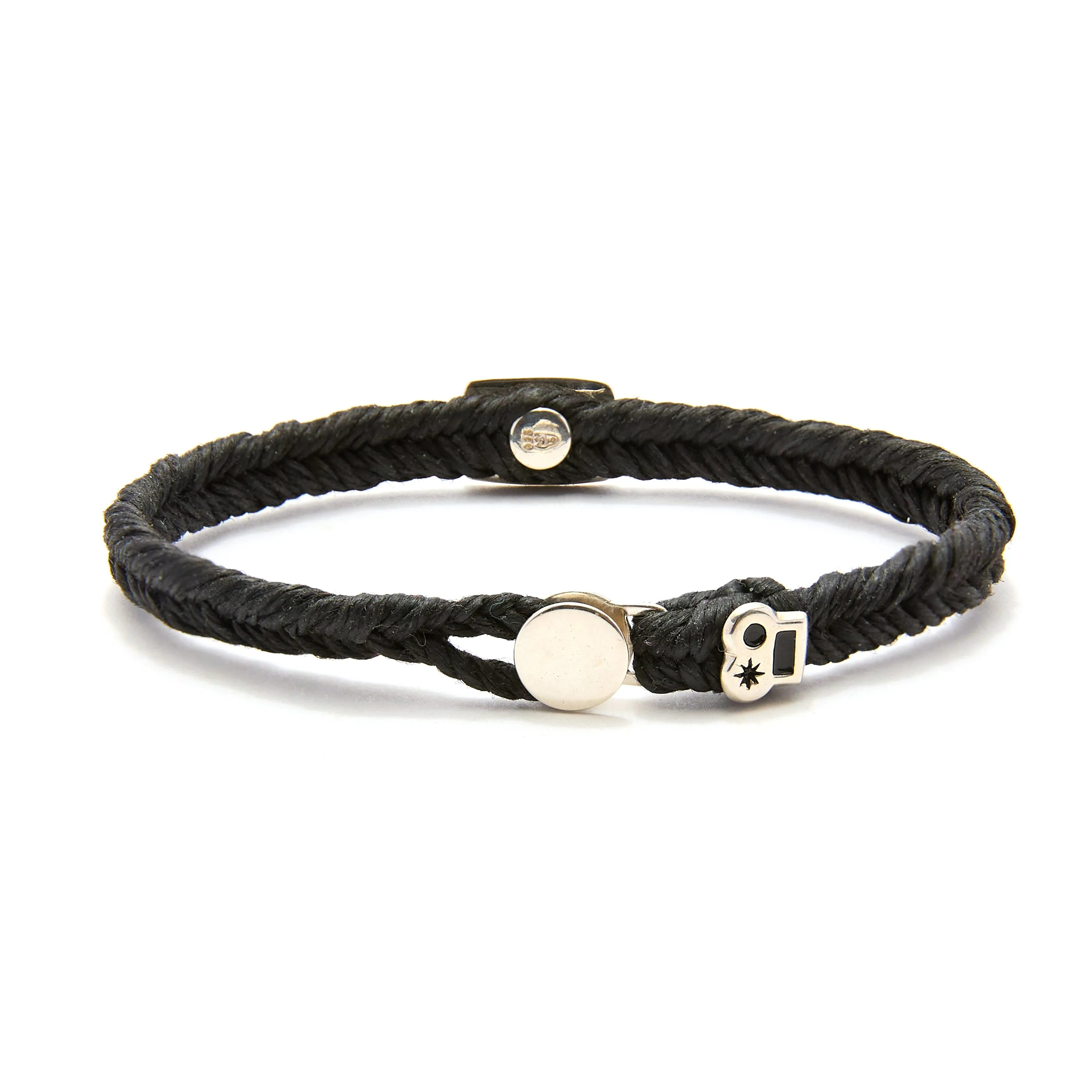 Quadrate Stud Fishtail Button Bracelet in Ebony