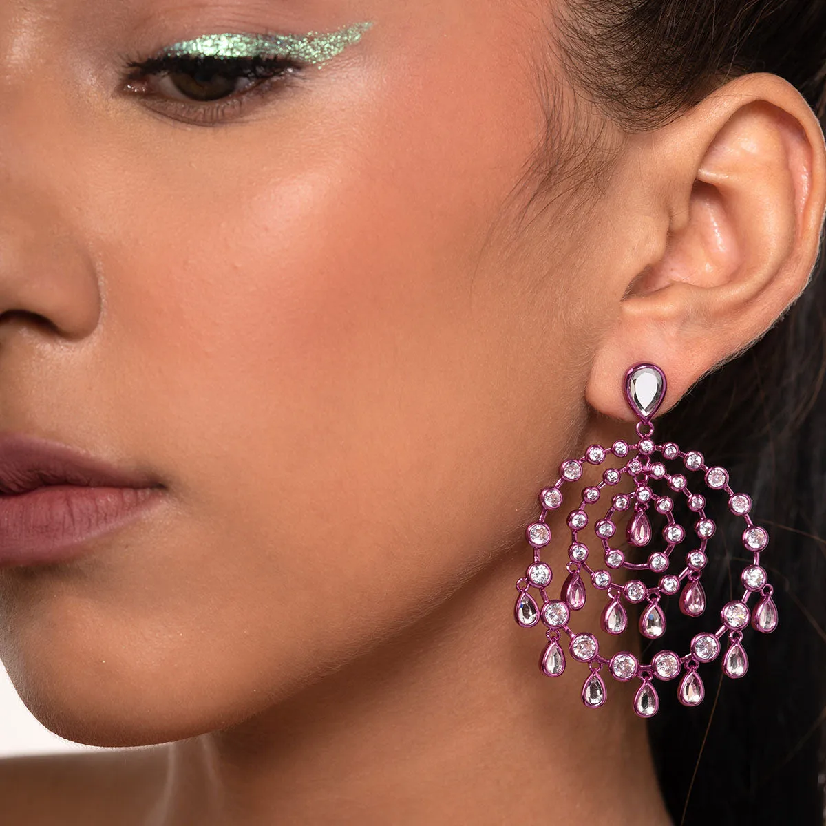Rani Pink Chandelier Earrings
